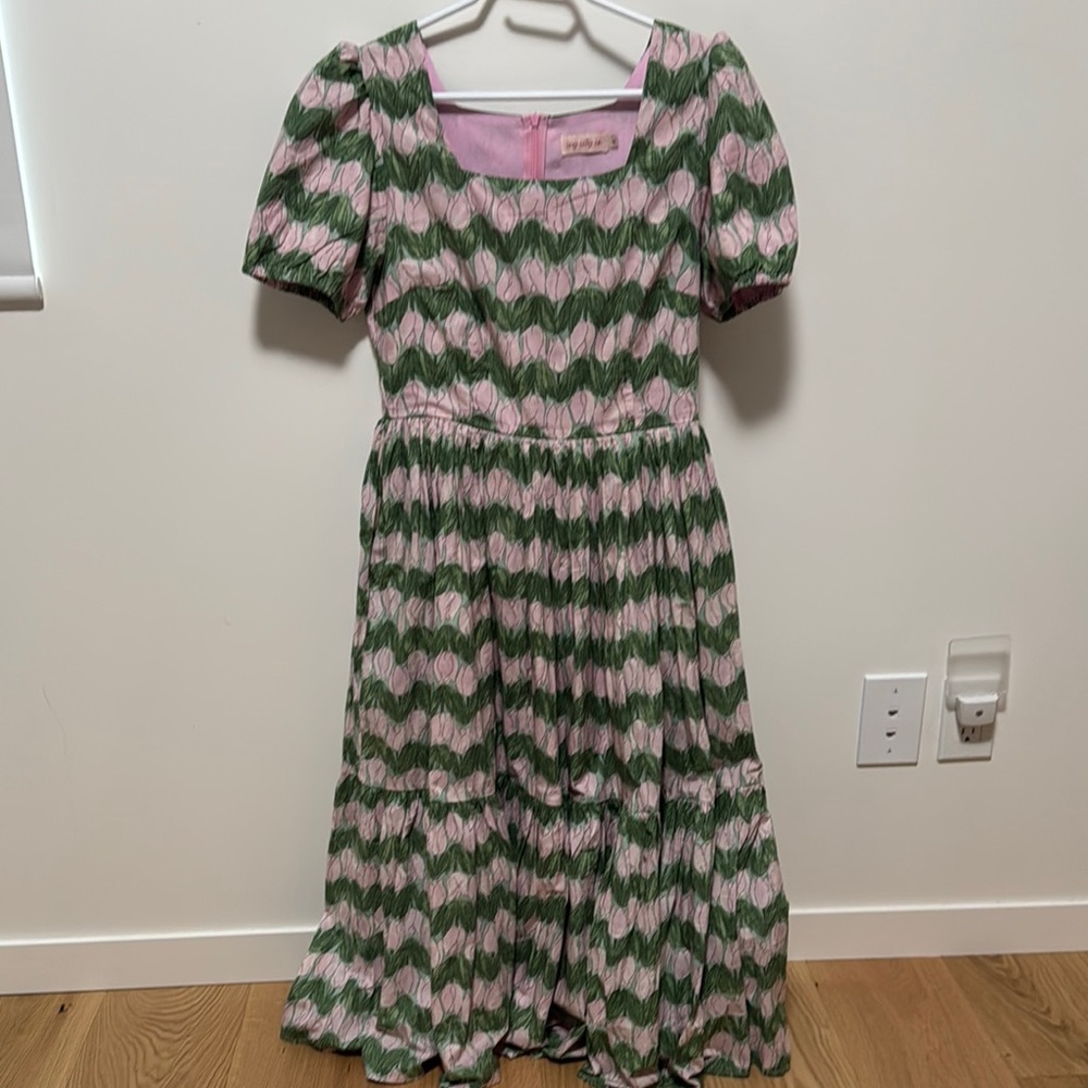 Ivy City Co Midi A Line Dress Size 4 - Pink Tulips